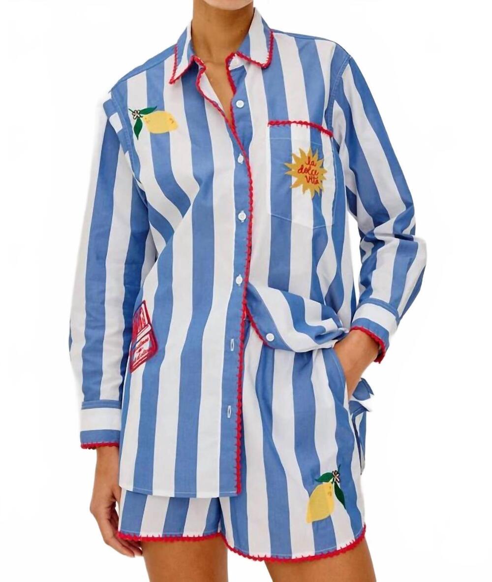 NEW RAILS elsa button-down shirt in dolce vita embroidery